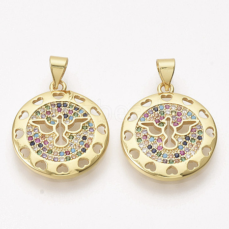 Brass Micro Pave Cubic Zirconia Pendants ZIRC-T012-22G-1