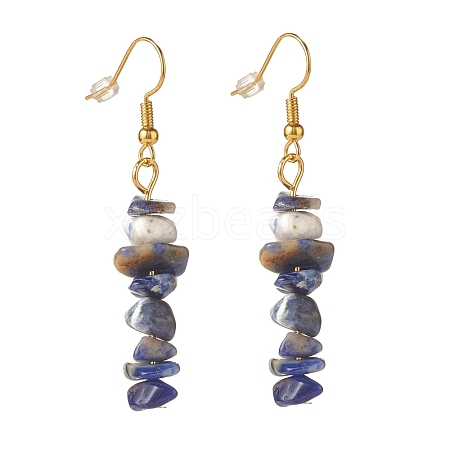 Natural Sodalite Chip Beaded Dangle Earrings EJEW-JE04788-13-1