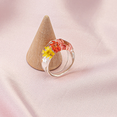 Dried Flower Clear Resin Finger Rings FS-WGF6920-01-1