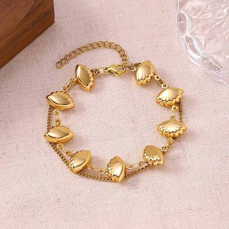 304 Stainless Steel Link Chain & Curb Chain Multi-strand Bracelets for Women BJEW-H641-01B-G-1