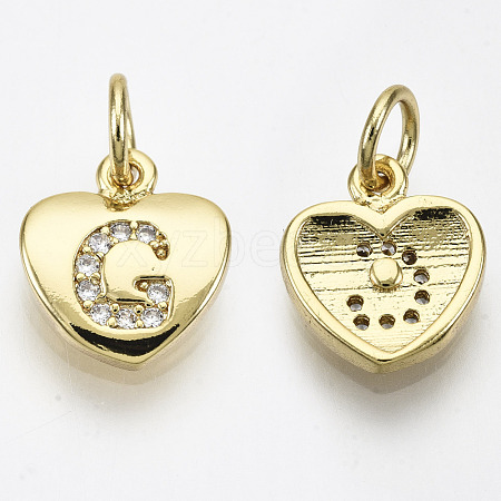 Brass Micro Pave Clear Cubic Zirconia Charms KK-N227-34G-NF-1