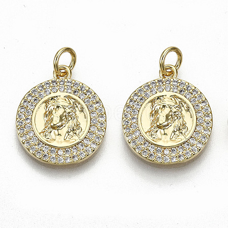 Brass Micro Pave Clear Cubic Zirconia Pendants ZIRC-S067-130-NF-1