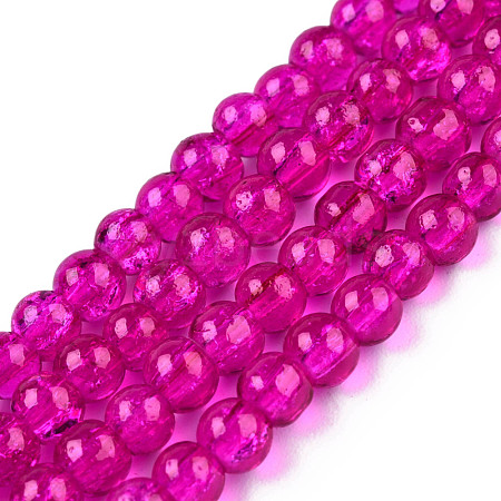 Spray Painted Crackle Glass Beads Strands CCG-Q001-8mm-08-1