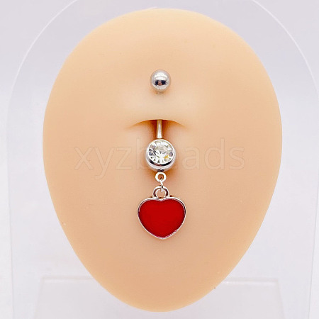 316L Surgical Stainless Steel Crystal Rhinestone Dangle Belly Rings WG83815-08-1