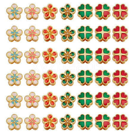 42Pcs 7 Styles Alloy Enamel European Beads ENAM-GO0001-17-1