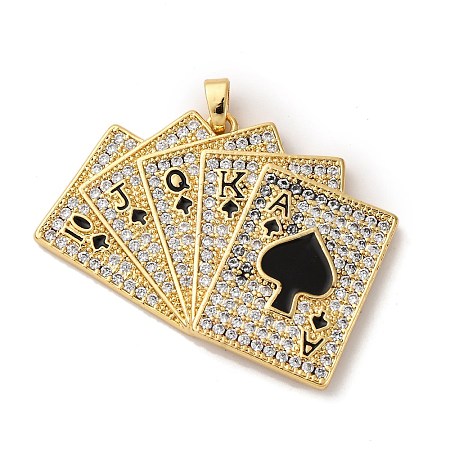 Brass Micro Pave Cubic Zirconia and Enamel Pendants KK-Q098-17G-A-1