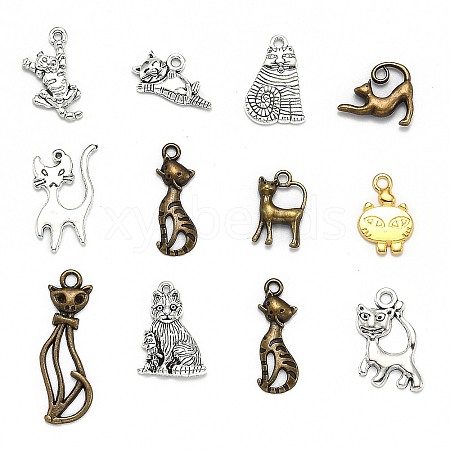 Kitten Theme Tibetan Style Alloy Pendants TIBEP-MSMC018-M2-1