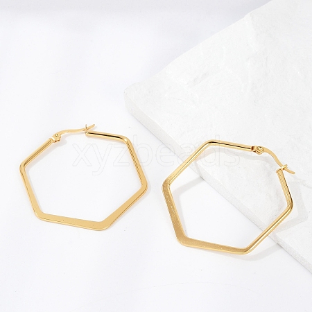 201 Stainless Steel Angular Hoop Earrings X-EJEW-F205-13G-A-1