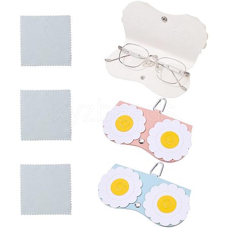  3Pcs Portable PU Imitation Leather Glasses Bag AJEW-NB0003-35-1