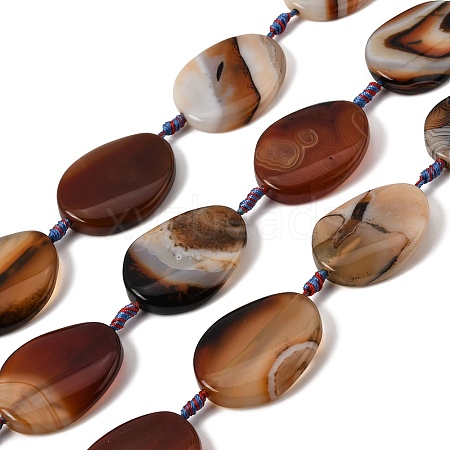 Natural Banded Agate Beads Strands G-P605-L02-10-1