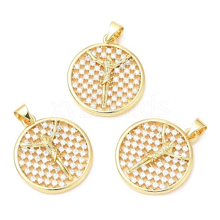 Rack Plating Brass Micro Pave Cubic Zirconia Pendants KK-A185-35G-1