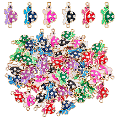 HOBBIESAY 60Pcs 6 Colors Alloy Enamel Connector Charms ENAM-HY0001-26-1