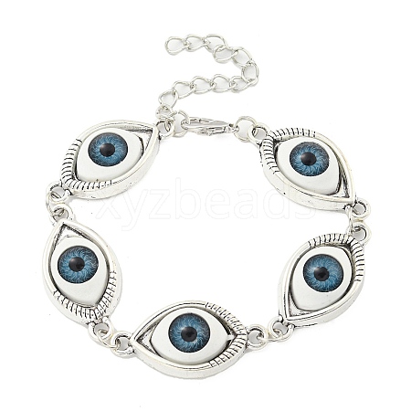 Retro Eye Alloy & Resin Link Bracelets for Women BJEW-G705-01AS-1