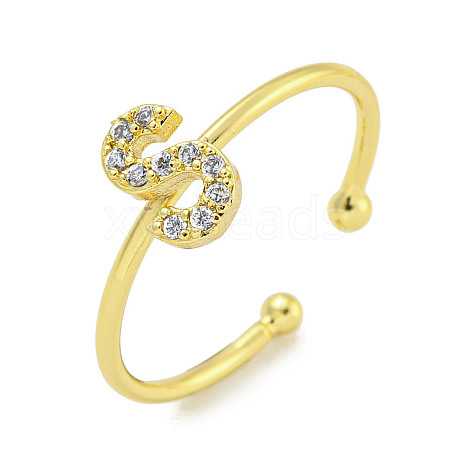 Rack Plating Brass Open Cuff Rings for Women RJEW-F162-02G-S-1