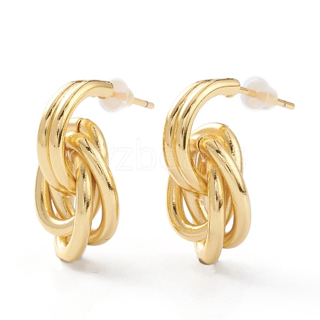 Brass Love Knot Earrings EJEW-A056-15G-1