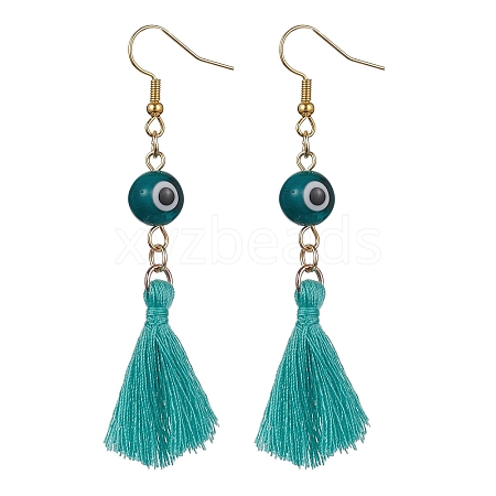 Evil Eye Lampwork & Tassel Earrings EJEW-JE05592-04-1