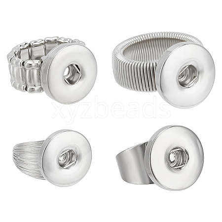 4Pcs 4 Styles Alloy Interchangeable Snap Stretch Ring Settings RJEW-DR0001-06A-1
