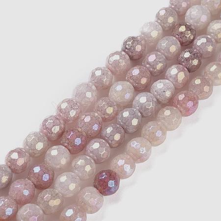 Round Natural Electroplated Strawberry Quartz Beads G-P447-B04-01-1