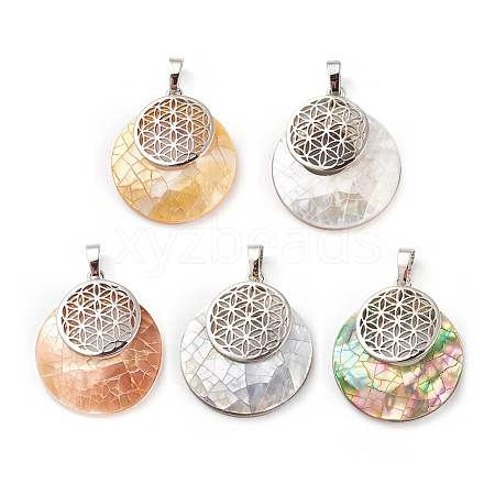 Natural Mixed Shell Pendants KK-F751-M-B-1