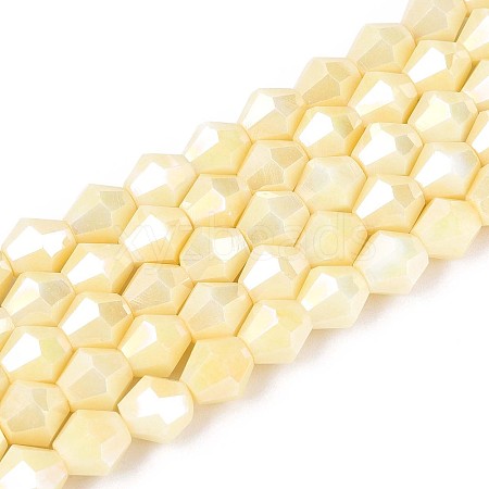 Anti-Tarnish Electroplate Glass Beads Strands GLAA-T025-8mm-12F-1