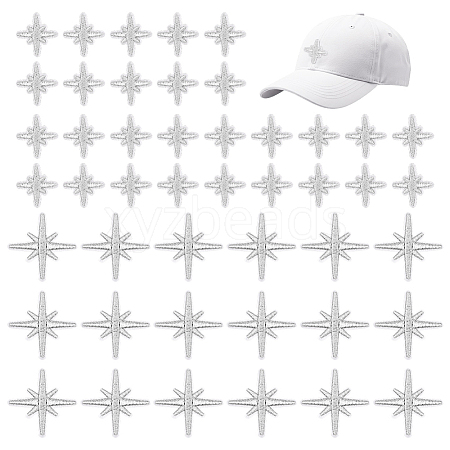 80Pcs 2 Styles Star Polyester Computerized Embroidery Iron on/Sew on Patches PATC-ME0001-17B-1