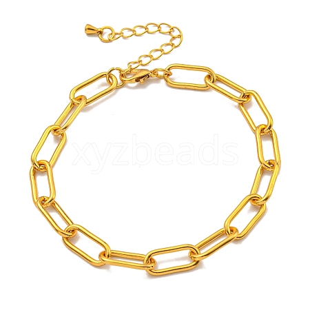 Brass Paperclip Chains Bracelets for Women BJEW-G703-09G-1