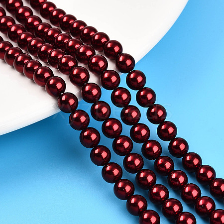 Baking Paint Pearlized Glass Pearl Bead Strands HY-N002-6mm-A13-1