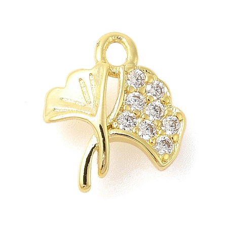 Rack Plating Brass Micro Pave Cubic Zirconia Charms KK-S396-66G-1