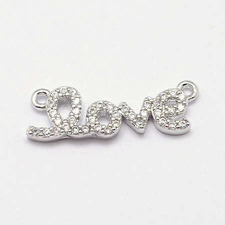 Word Love Brass Micro Pave Grade AAA Cubic Zirconia Links ZIRC-O022-39P-NR-1