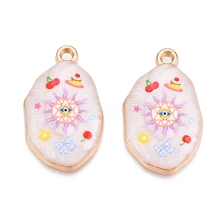 Printed Rack Plating Alloy Enamel Pendants ENAM-T020-04C-1