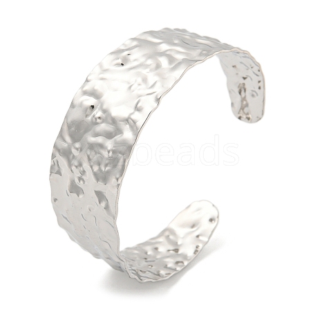 Non-Tarnish 304 Stainless Steel Textured Open Cuff Bangles for Women STAS-M001-17P-1