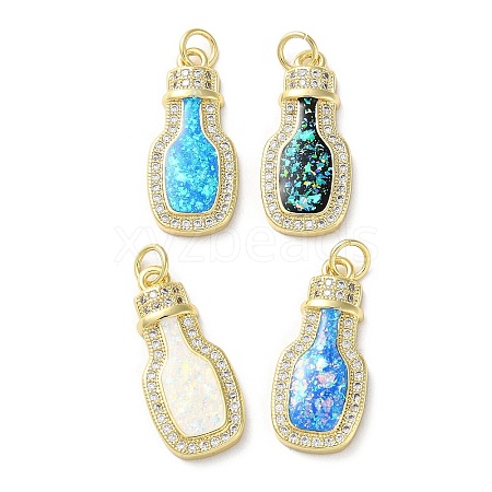 Brass Micro Pave Clear Cubic Zirconia Pendants KK-C045-22G-1