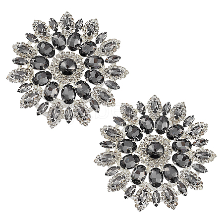 2Pcs Alloy Glass Rhinestone Cabochons FIND-FG0004-83S-1
