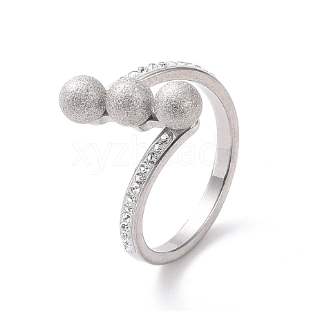 Crystal Rhinestone Triple Round Ball Finger Ring RJEW-D120-17B-P-1