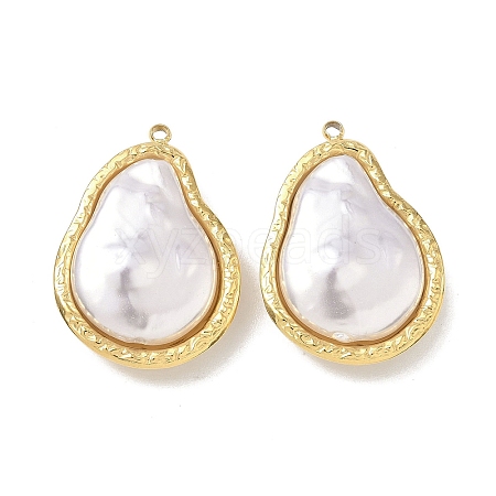 304 Stainless Steel with ABS Plastic Pearl Pendants STAS-G371-01G-02-1