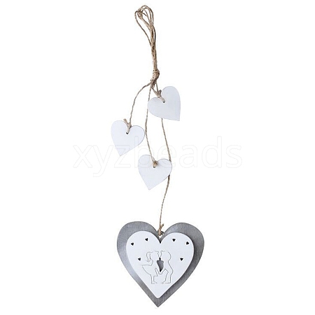 Valentine's Day Pine Wood Heart Pendant Decorations HULI-PW0002-091A-1