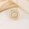Brass Pave Clear Cubic Zirconia Ring with Letter Pendant Box Chain Necklaces FS-WG44D8C-16-1