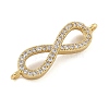 Rack Plating Brass Micro Pave Clear Cubic Zirconia Infinity Connector Charms KK-A234-079G-2