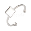 Non-Tarnish 304 Stainless Steel Open Cuff Ring Components X-STAS-I306-03P-1