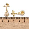 Brass Micro Pave Clear Cubic Zirconia Cross with Half Round Dangle Stud Earrings EJEW-L275-05G-5