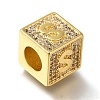 Brass Cubic Zirconia Beads KK-Q818-01S-G-2