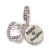 Rack Plating Alloy Rhinestone European Dangle Charms PALLOY-P307-15AS-1