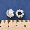 Brass Micro Pave Cubic Zirconia European Beads KK-P297-01S-3