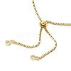 Brass Pave Clear Cubic Zirconia Box Chain Cross Pendant Slider Bracelets BJEW-JB10809-4