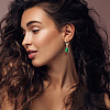 ANATTASOUL 4 Pairs 4 Style Green Cubic Zirconia Teardrop Dangle Leverback Earrings & Rectangle Stud Earring & Hoop Earrings EJEW-AN0001-91-4