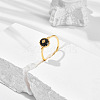 925 Sterling Silver & Clear Cubic Zirconia & Natural Agate Finger Rings FS-WG1BD13-04-2