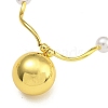 Rack Plating Brass & ABS Plastic Pearl Beads Round Ball Pendant Necklaces for Women NJEW-C059-07G-2