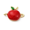 Brass Red Enamel Connector Charms KK-I276-13G-02-1