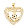Football Brass Micro Pave Cubic Zirconia Pendants KK-A297-09B-G-1