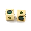Brass Micro Pave Green Cubic Zirconia Beads KK-B096-20G-2